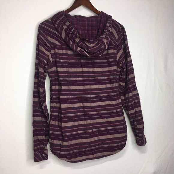 Columbia Striped Hooded Button Down Long Sleeve Shirt Sz S - Picture 10 of 14
